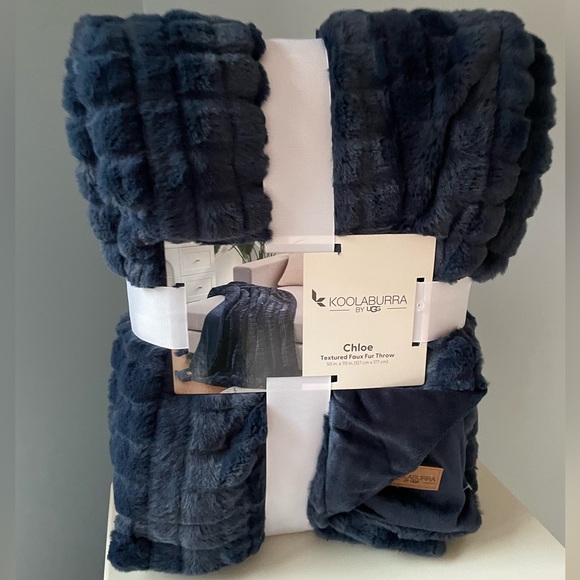 Koolaburra Other - Koolaburra by UGG Textured Faux Fur Throw in Navy